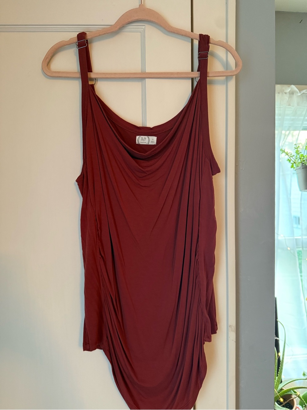 Maurices Draped Adjustable-Strap Tank Top in Burgundy Red